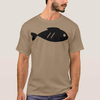 Camiseta patrón de pescado negro y blanco