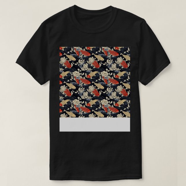 Camiseta Patrón de pescado sin foco japonés p chino asiátic (Diseño del anverso)