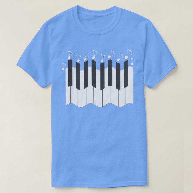 Camiseta patrón de piano clave con notas musicales motivo p (Diseño del anverso)