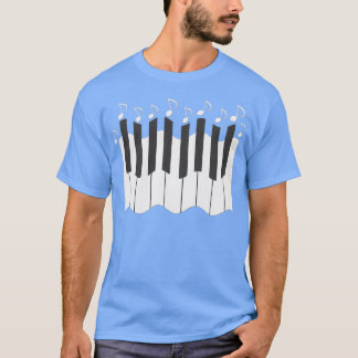 Camiseta patrón de piano clave con notas musicales motivo p