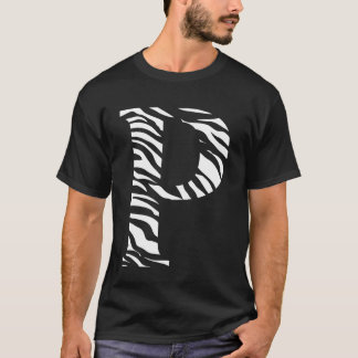 Camiseta Patrón de piel de animal cebra iniciales letra P n