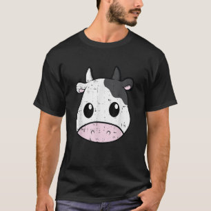 Camiseta Patrón de piel de vaca impreso Kawaii Face Cute An