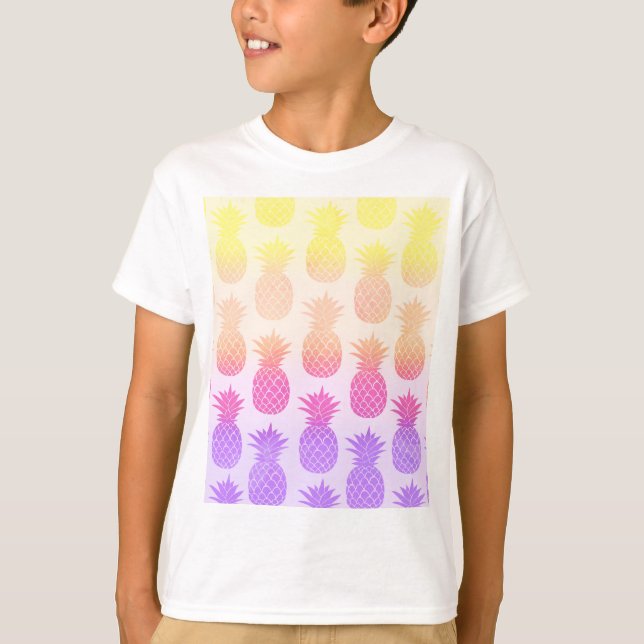 Camiseta Patrón de piñas de verano con arcoiris tópico (Anverso)