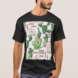 Camiseta Patrón de pintura de color de agua Cactus sin foco