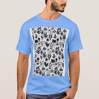 Camiseta Patrón de planta Bauhaus Azul