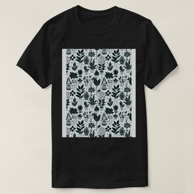 Camiseta Patrón de planta Bauhaus Verde (Diseño del anverso)