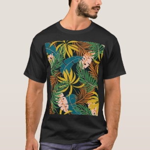 Camiseta Patrón de plantas brillantes tropicales de verano