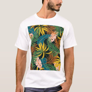 Camiseta Patrón de plantas brillantes tropicales de verano
