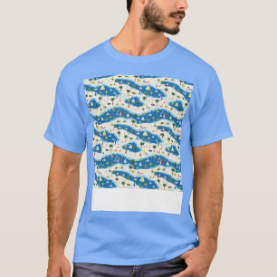 Camiseta Patrón de playa sin soldadura Palm Tree Waves Coas