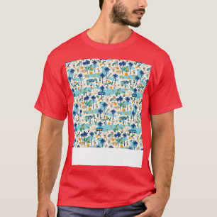 Camiseta Patrón de playa sin soldadura Palm Tree Waves Coas