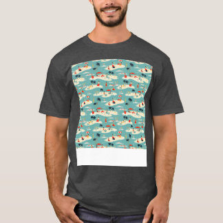 Camiseta Patrón de playa sin soldadura Palm Tree Waves Coas