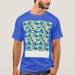 Camiseta Patrón de playa sin soldadura Palm Tree Waves Coas