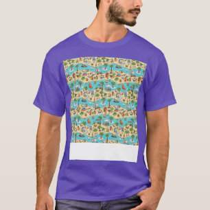 Camiseta Patrón de playa sin soldadura Palm Tree Waves Coas