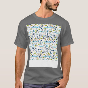 Camiseta Patrón de playa sin soldadura Palm Tree Waves Coas