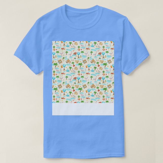 Camiseta Patrón de playa sin soldadura Palm Tree Waves Coas (Diseño del anverso)