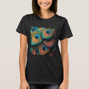 Camiseta Patrón de plumas de pavo real de color