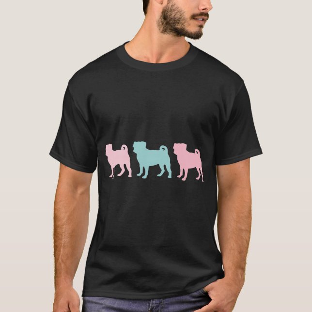 Camiseta Patrón de Pugs Pastel (Anverso)
