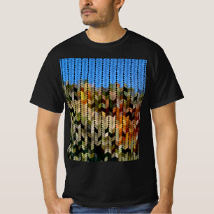 Camiseta Patrón de punto de colores de tierra y cielo
