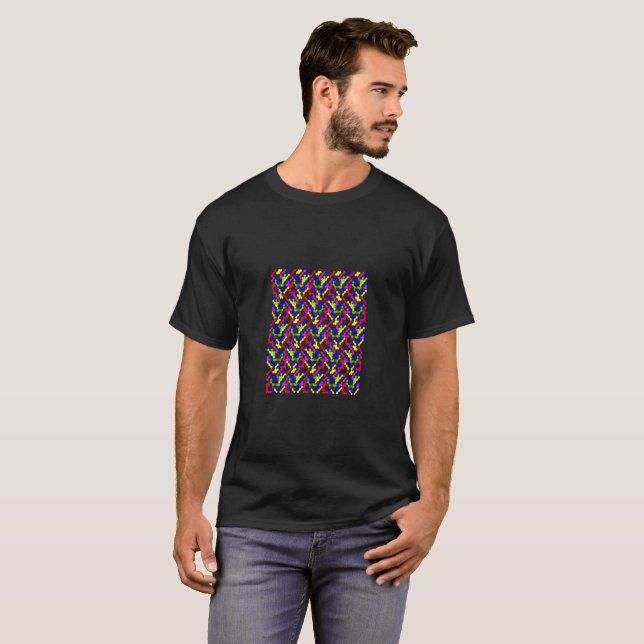 Camiseta Patrón de punto vibrante Zigzag (Anverso completo)