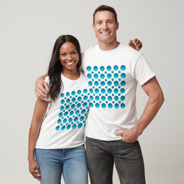 Camiseta patrón de puntos de polka azul (Unisexo)