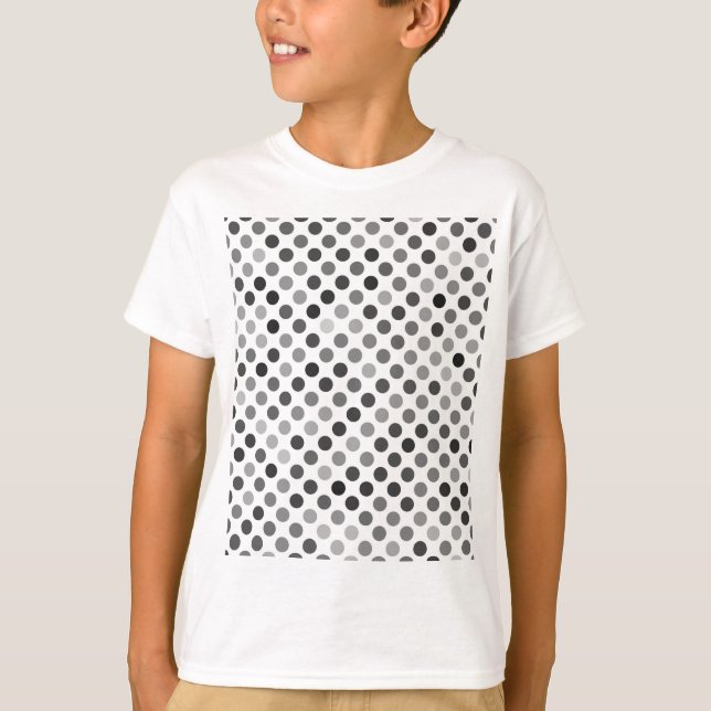 Camiseta Patrón de puntos de polka monocromo (puntos blanco (Anverso)