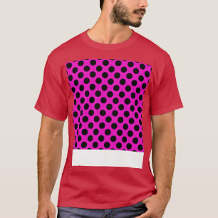 Camiseta Patrón de puntos rosados de polka negra vintage