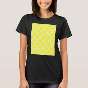 Camiseta Patrón De Quatrefoil En Esbozo Blanco Sobre El Cít