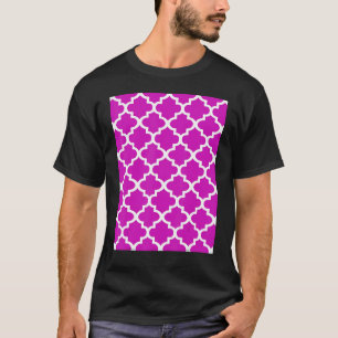 Camiseta Patrón De Quatrefoil En Esbozo Blanco Sobre Rosa O