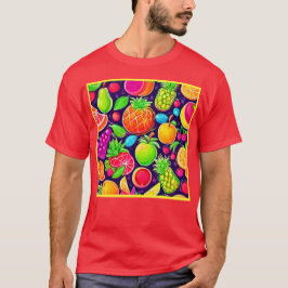 Camiseta Patrón de ráfaga de fruta de neón