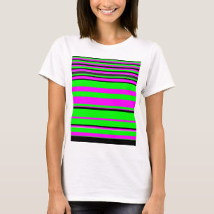 Camiseta Patrón de rayas color negro verde rosado caliente