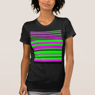 Camiseta Patrón de rayas color negro verde rosado caliente