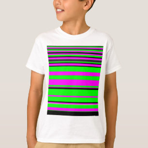 Camiseta Patrón de rayas color negro verde rosado caliente