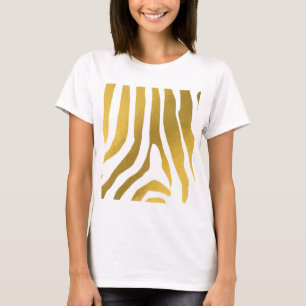 Camiseta Patrón de rayas de impresión de cebra dorada fal