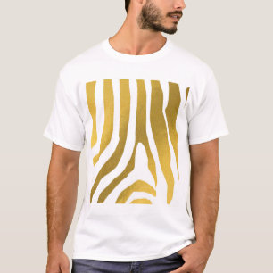 Camiseta Patrón de rayas de impresión de cebra dorada falsa