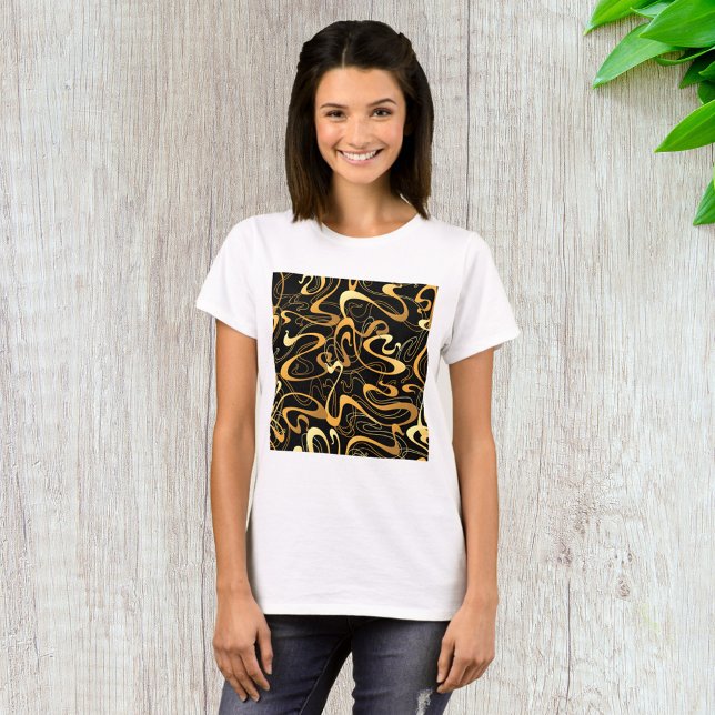 Camiseta Patrón de remolino abstracto dorado (Subido por el creador)