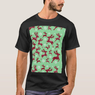 Camiseta Patrón de renos de Navidades verdes
