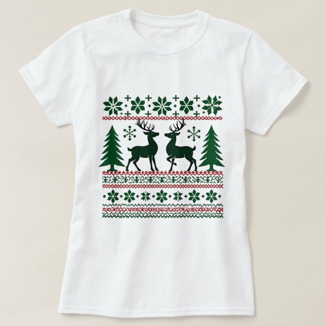 Camiseta Patrón de renos nórdicos festivo Christma de las m (Diseño del anverso)