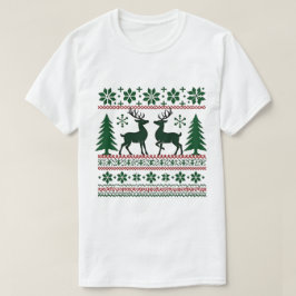 Camiseta Patrón de renos nórdicos festivo Navidades de homb