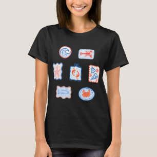 Camiseta Patrón de repetición continua de peces náuticos co
