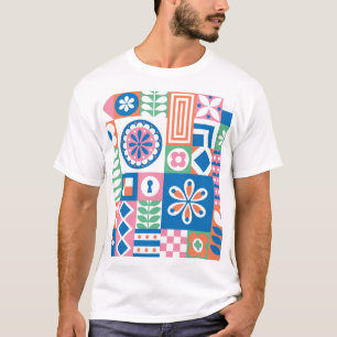 Camiseta Patrón de resumen de floración folclórica escandin