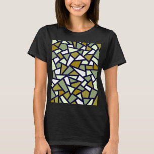 Camiseta Patrón de resumen geométrico negro Camuflaje Verde