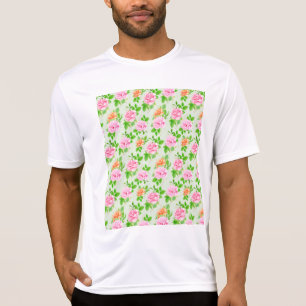 Camiseta Patrón de Rosas Rosadas Florales