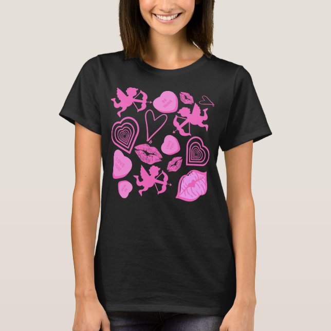 Camiseta Patrón de San Valentín rosa (Anverso)