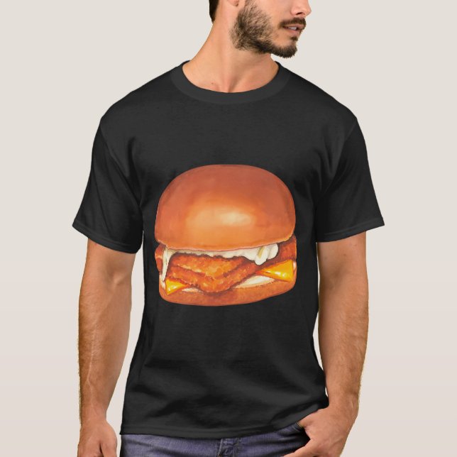 Camiseta Patrón de Sándwich de Pescado - Amarillo (Anverso)