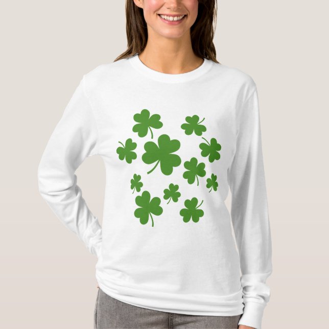 Camiseta Patrón de Shamrock Clover del Día de San Patricio (Anverso)