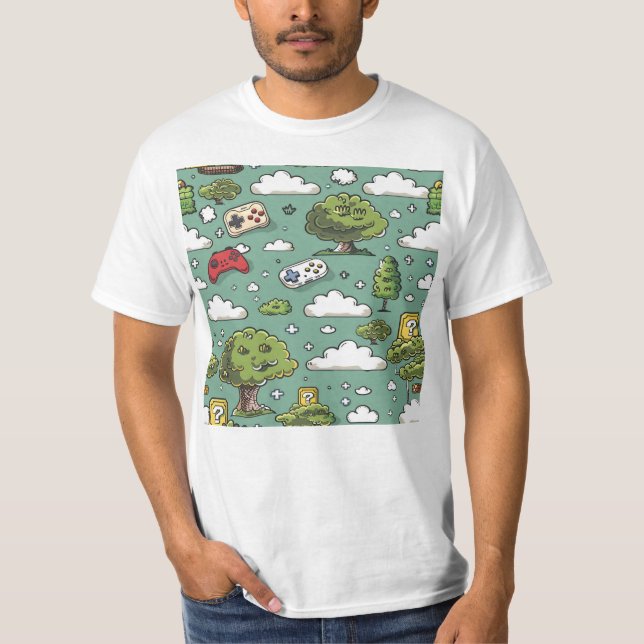 Camiseta Patrón de símbolos de videojuegos en mosaico (Anverso)