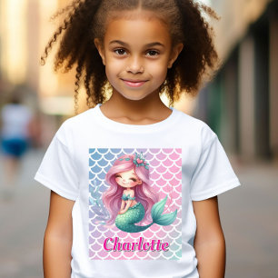 Camiseta Patrón de sirena nombre personalizado