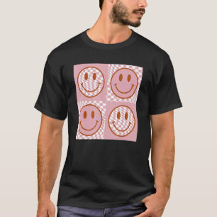 Camiseta Patrón de sonrisa de sonrisa cuadrada feliz cara d
