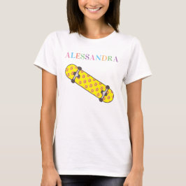 Camiseta Patrón de sonrisa Skateboard y nombre personalizad