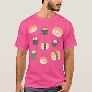 Camiseta Patrón de suhi kawaii Ilustración de comida japone